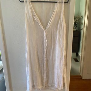 Sheer linen button up dress